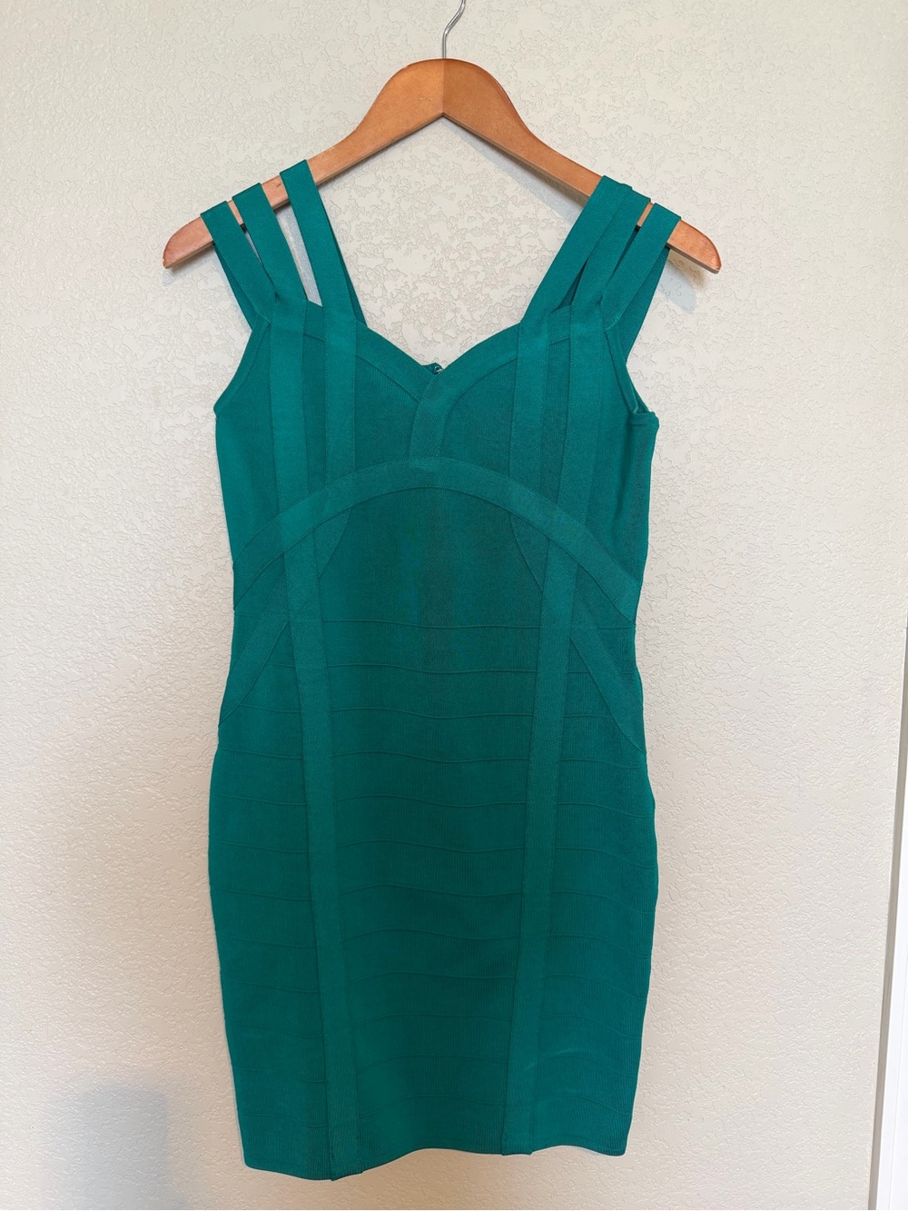 NWT $128 Guess Size Large Miami Triple Strap Empire Mirage Green Mini Dress